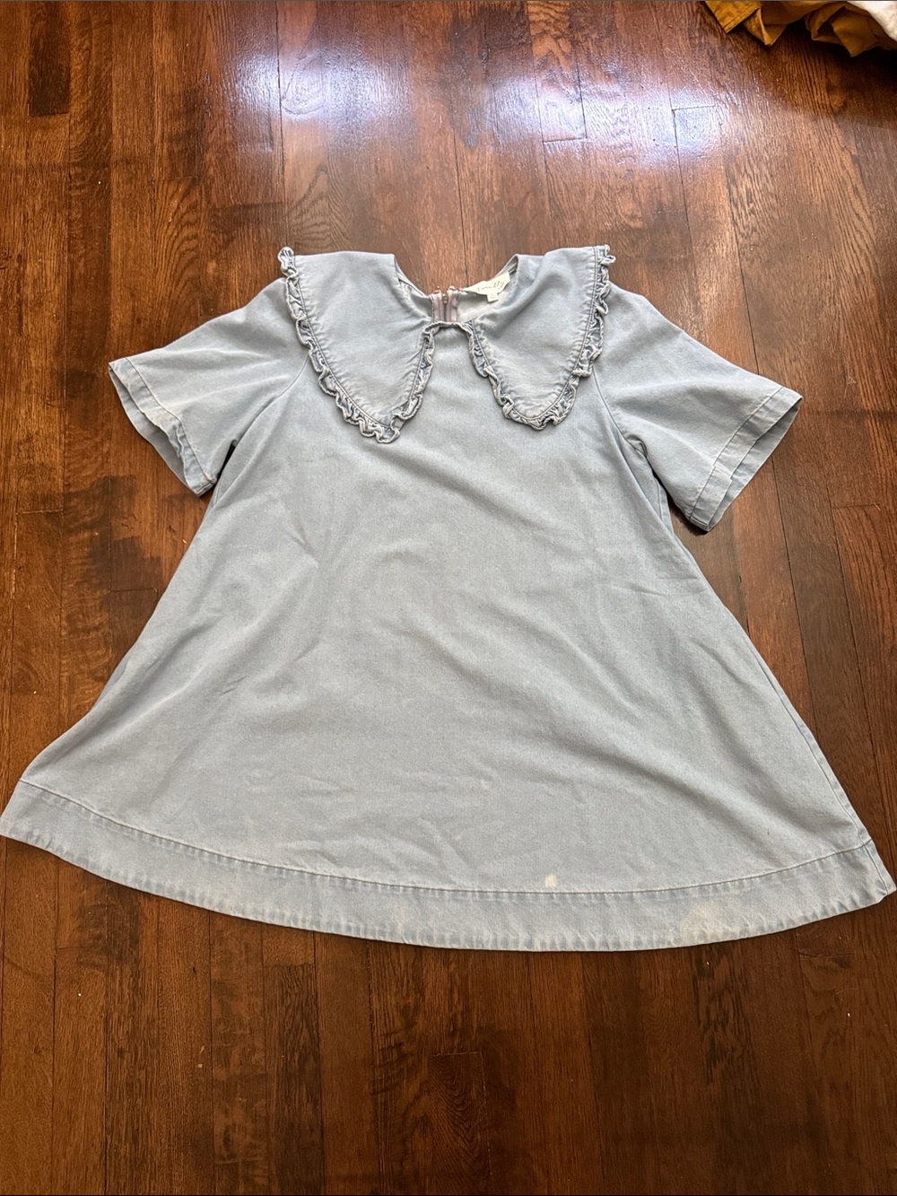 Light Blue Ruffle Peter Pan Collar Tunic Top
